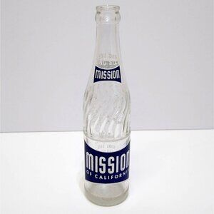 Mission Of California King Size 10 Fl Oz Clear Glass Soda Bottle Circa 1960 VTG